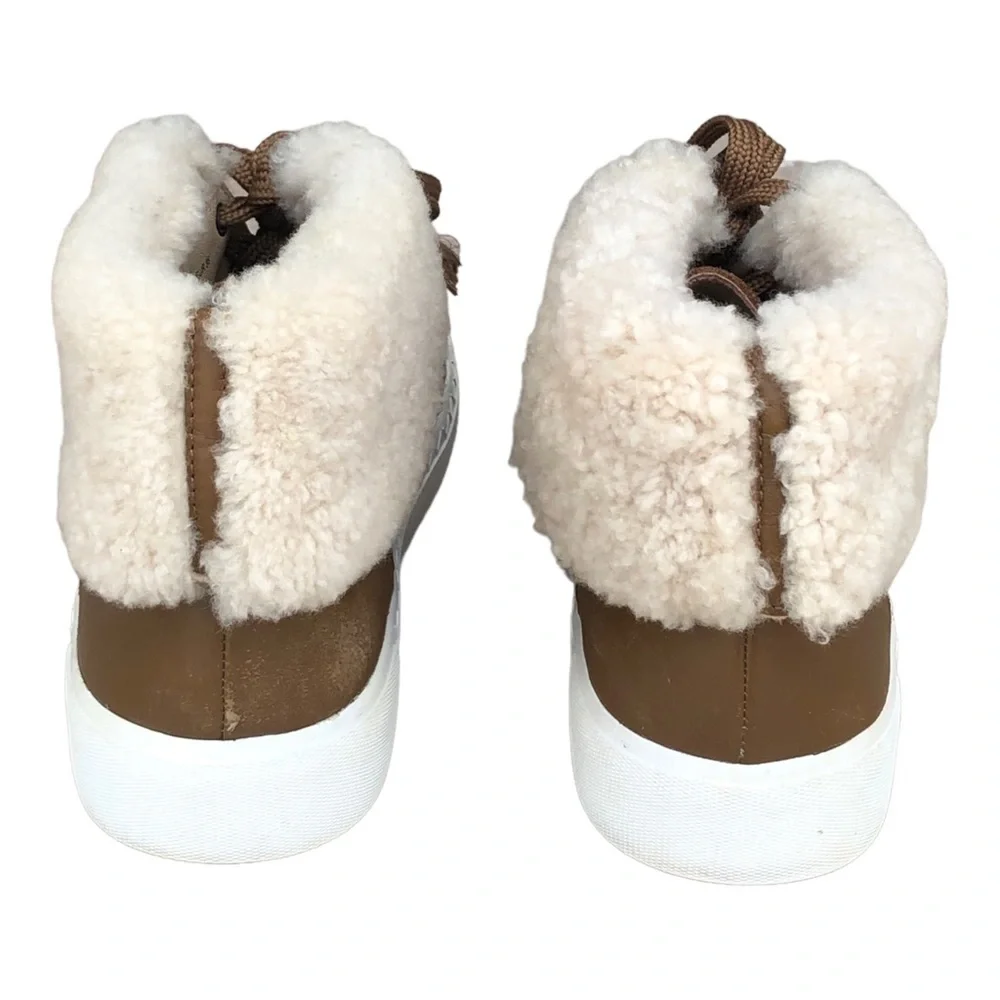 Via Spiga Maia Shearling Cuff Sneaker Rattan Napa/Suede‎  Size US 6M.